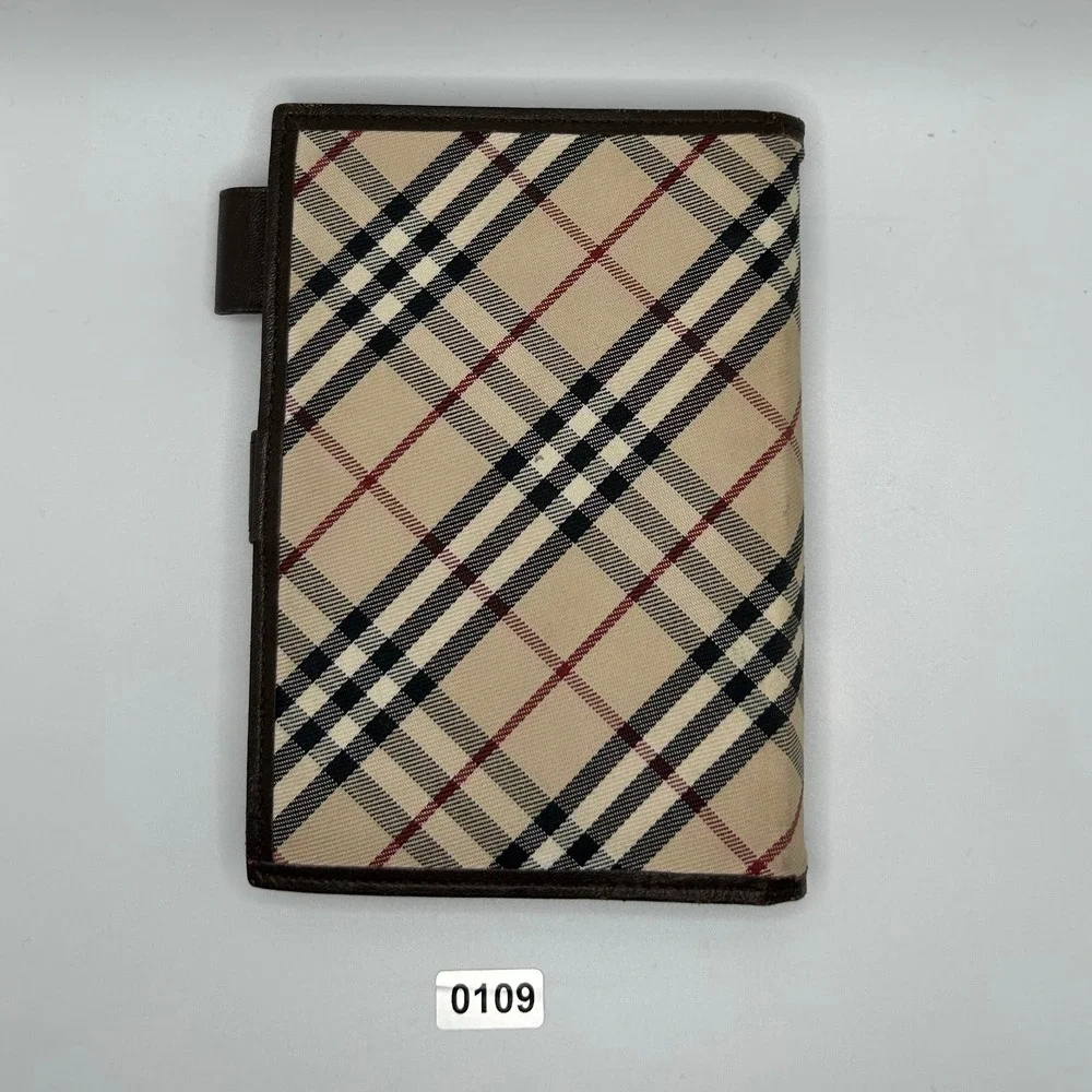 Burberry Haymarket‎ Check Agenda Planner  Brown Leather Trim#109